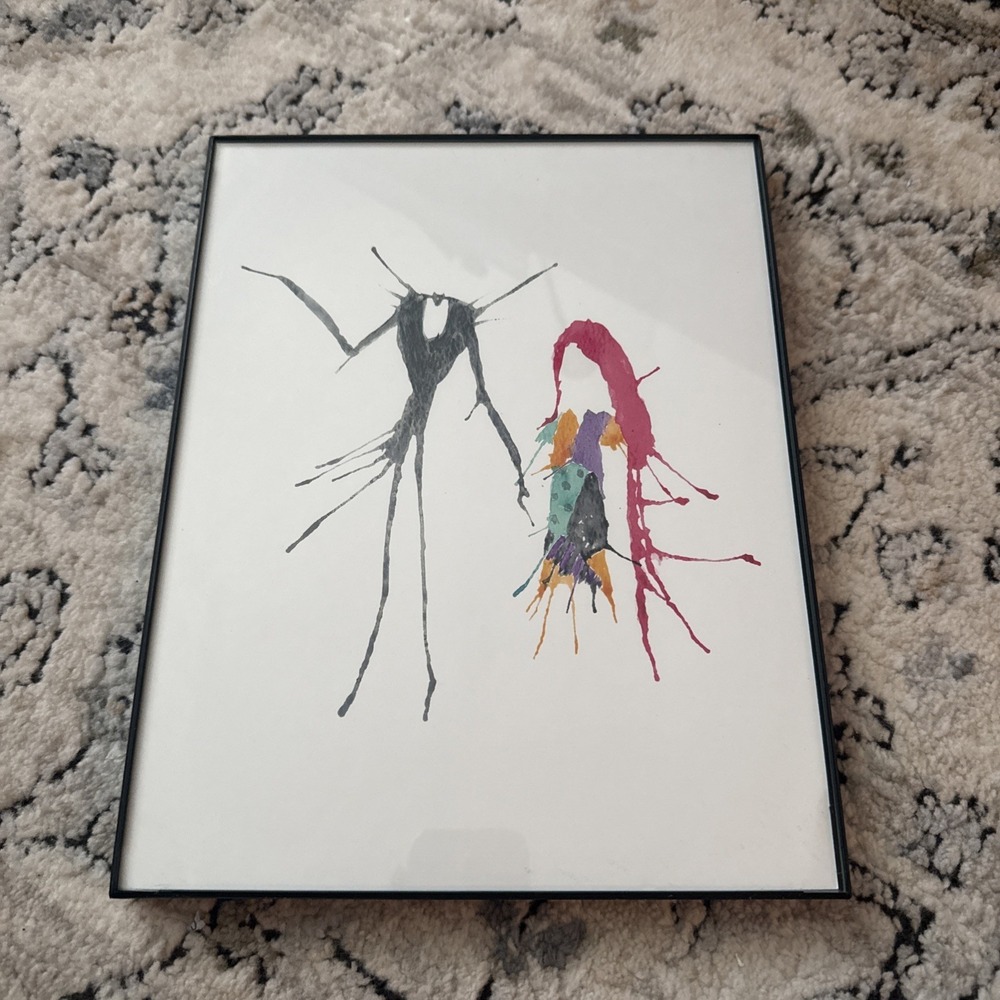 Disney Nightmare Before Christmas Jack Skellington Framed Watercolor Art Print